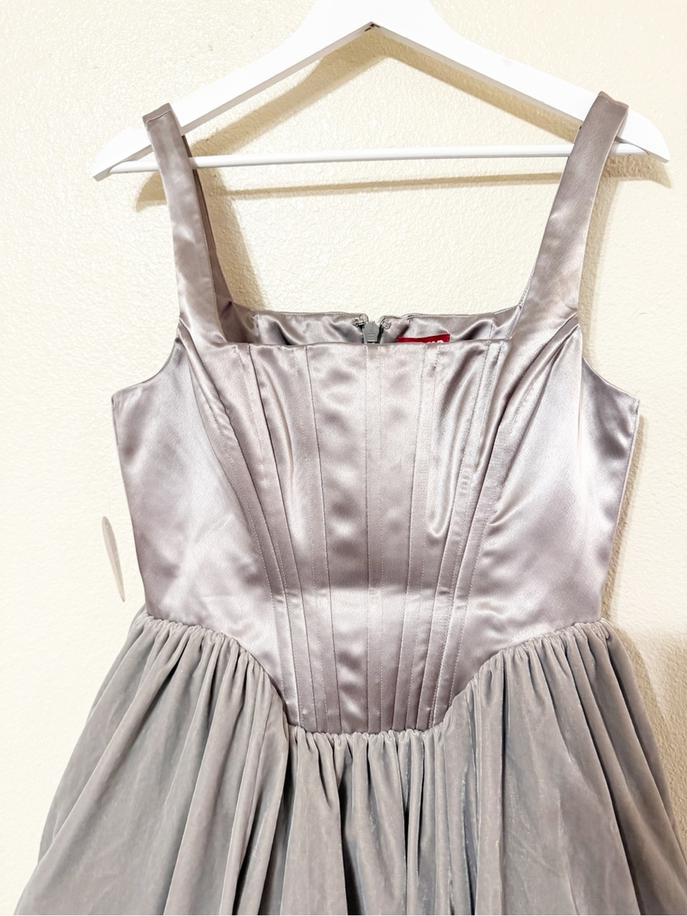 Staud Landscape Velvet Satin Corset Boned Poof Skirt Mini Dress size 12 NEW - Picture 9 of 15